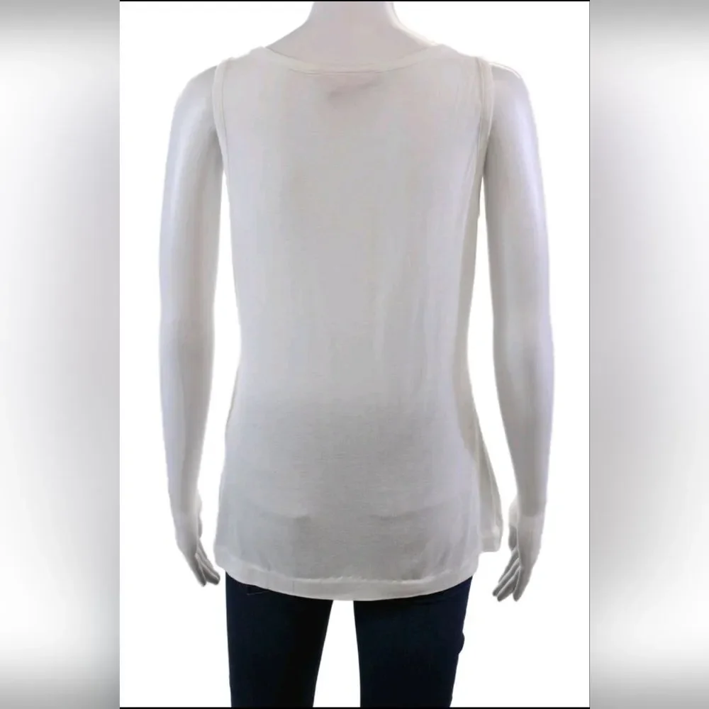 Bundle Tory Burch Pleated Pullover Tank Top + Cardigan Sweater Set White Size S